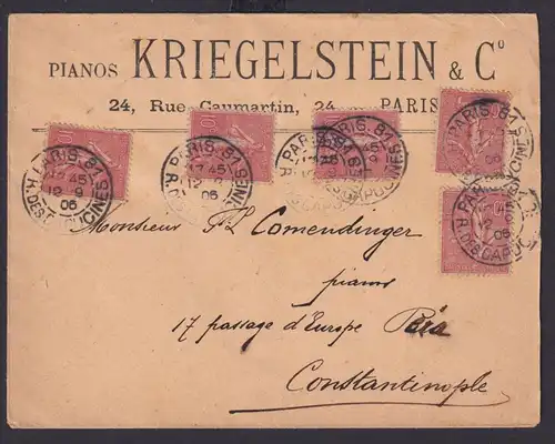 Frankreich Brief MEF 10 c Paris nach Constantinopel Istanbul