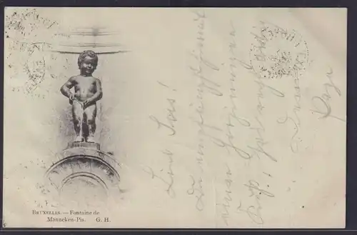 Ansichtskarte Brüssel Fontaine de Manneken Pis nach Braunschweig Niedersachsen