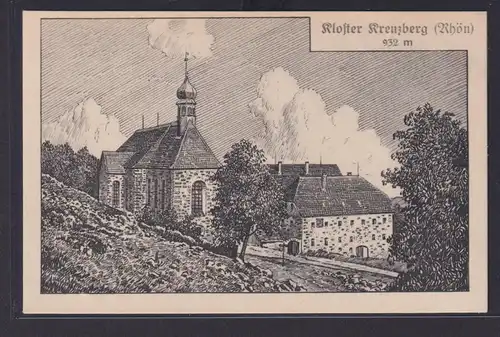 Ansichtskarte Künstlerkarte Federzeichnung Bischofsheim Rhön Kloster Kreuzberg