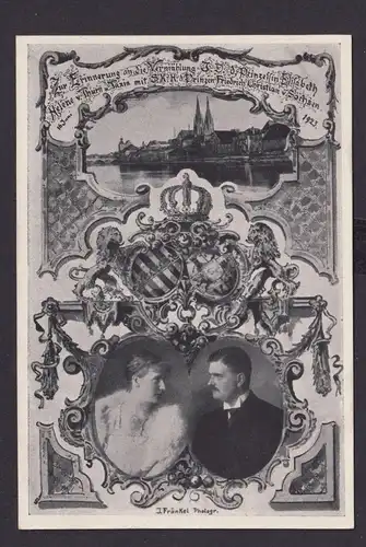 Ansichtskarte Vermählungskarte Prinzessin Elisabeth Helene v. Thurn u.Taxis