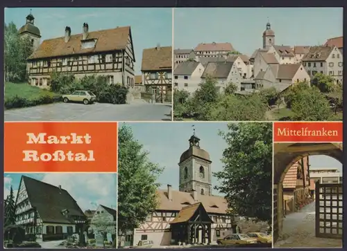 Ansichtskarte Markt Roßtal Fachwerkhäuser Kirche Ansichten Mittelfranken Bayern
