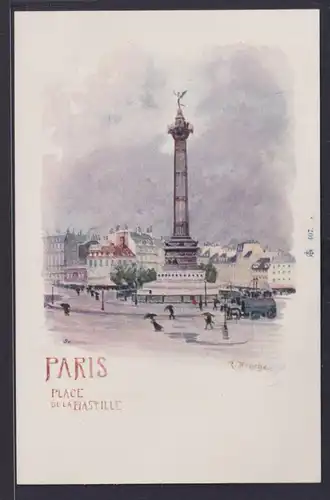 Ansichtskarte Künstlerkarte Sign. Paris Place De La Bastille