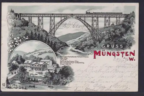 Ansichtskarte Müngsten Kaiser Wilhelm Brücke Müngstener Brücke Wupper Fluss