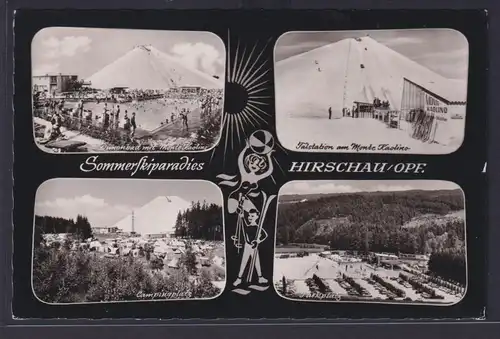 Ansichtskarte Hirschau Dünenbad Talstation Champingplatz Reklame Kiosk am Monte