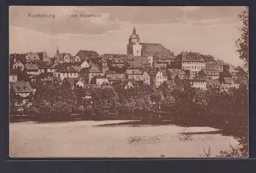 Ansichtskarte Künstlerkarte Ronneburg Baderteich Thüringen nach Weimar