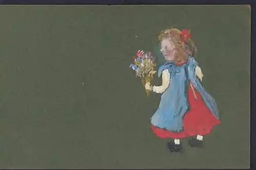 Ansichtskarte Künstlerkarte Mädchen Blumenstrauss
