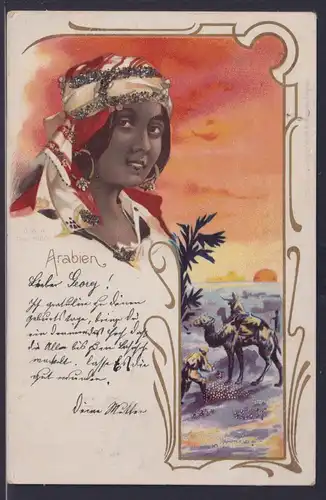 Ansichtskarte Jugendstil Art Nouveau Arabien Frauen Schönheit Künstlerkarte