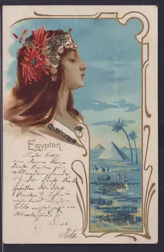 Ansichtskarte Jugendstil Art Nouveau Egypten Frau Schönheit Künstlerkarte