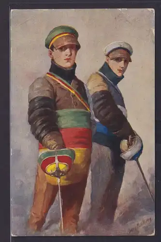 Ansichtskarte Ilmenau n. Kitzingen Gemälde Sign. Die Sekundanten G. Mühlberg