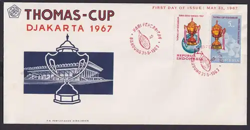 Indonesien Brief Sport Badminthon Weltmeisterschaft Djakarta FDC vom 31.5.1967