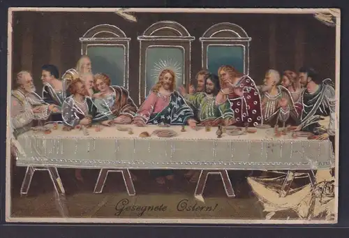 Ansichtskarte Künstlerkarte Abendmahl Jesu Kirche Religion Glaube Ostern ab