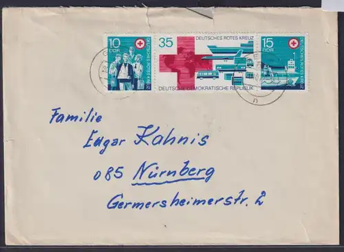 DDR Brief Zusammendruck Rotes Kreuz Gera nach Nürnberg 20.10.1972