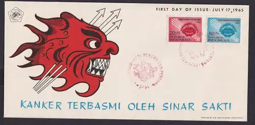Indonesien Brief 488-489 Kampf gegen Krebs Gesundheit FDC vom 17.7.1965