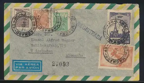Brasilien R Luftpost Brief Wiesbaden 774 Flug Santos Dumont um den Eifelturm