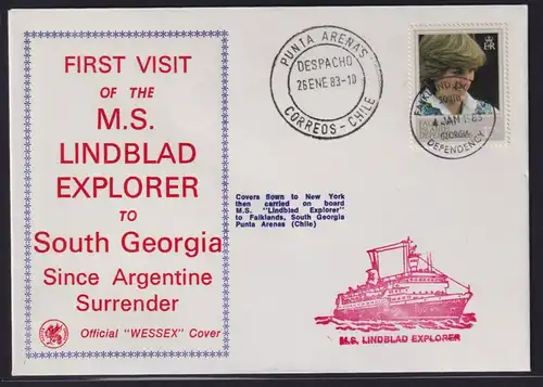 Schiffspost Falklandinseln Brief 1.Besuch M.S. Lindblad Exporer to South Gerogia