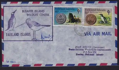 Falklandinseln Brief 241 + 244 16p Neue Münzen Tiere Seelöwe Pinguin