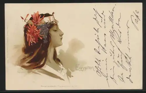 Ansichtskarte Künstler Jugendstil Art Nouveau Frauen Egypten Morgenländische