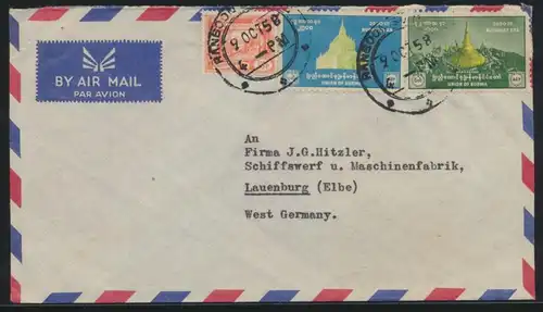 Burma Myanmar Birma Brief nach Lauenburg Elbe Trier cover to Germany