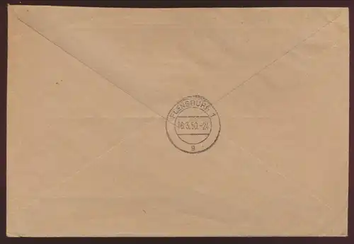 Postsache Bund Postauftrag Nr. 1 ab Nortorf per Einschreiben nach Flensburg