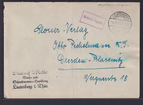 SBZ Brief Leutenberg Gebühr bezahlt nach Dresden Blasewitz 8.11.1945