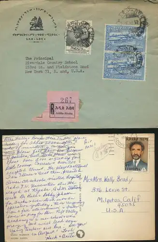 Äthiopien Brief Einschreiben MIF 239X Paar + 313 Addis Ababa nach New York