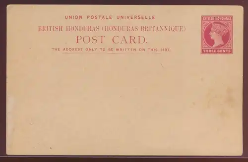 Britisch Honduras Ganzsache 3 c Queen Victoria postal stationery