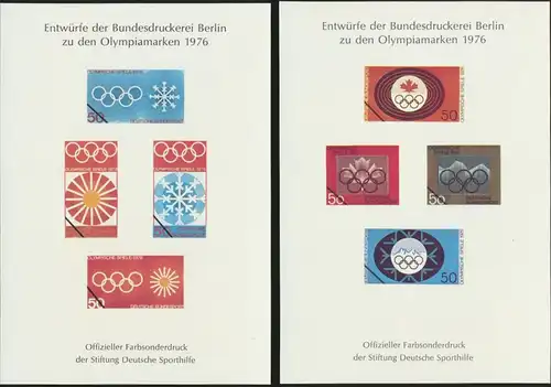 2 Entwürfe Olympiamarken 1976 Sporthilfe