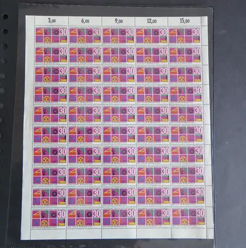 Bund 553 Handwerk 1968 kompletter Bogen postfrisch Plattenfehler II, III & IV