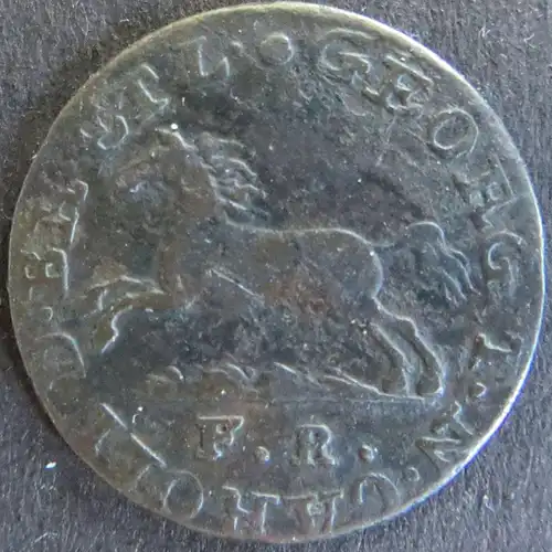 Münze Braunschweig 46 - 1 Pfenning Scheidemünze Sachsenross 1819 Kupfer ss