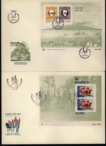 Portugal Azoren Block 1 bis 3 Europa CEPT 1980-1982 auf FDC Ersttag KatW 40,00