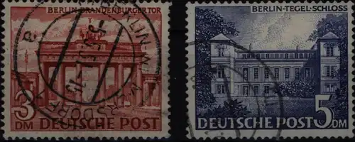 Berlin 59-60 Höchstwerte 3 DM & 5 DM Berliner Bauten 1949 gestempelt
