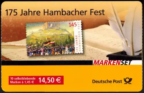 Bundesrepublik Markenheftchen 68a 175 Jahre Hambacher Fest 2007 Ersttagsstempel