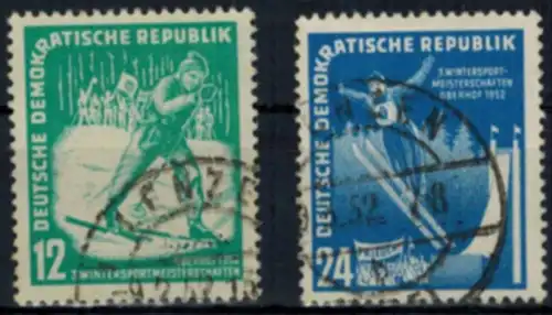DDR 298-299 Wintersportmeisterschaften Oberhof 1952 sauberer Ortsstempel