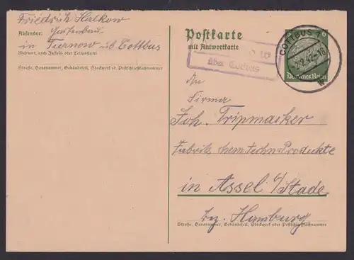 Turnow über Cottbus Brandenburg Deutsches Reich Postkarte Landpoststempel