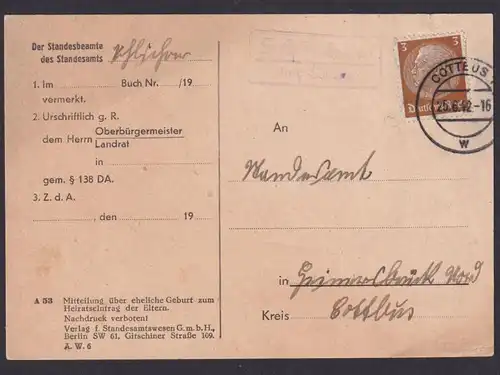 Schlichow über Cottbus Brandenburg Deutsches Reich Postkarte Landpoststempel
