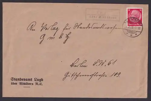 Lug über Altdöbern Standesamt Brandenburg Deutsches Reich Brief