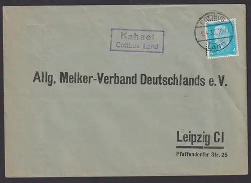 Kahsel über Cottbus Brandenburg Deutsches Reich Brief Landpoststempel n.
