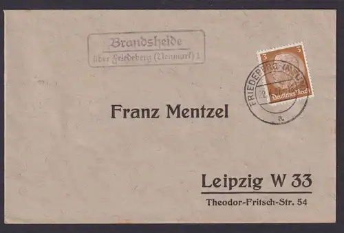 Brandsheide über Friedeberg Neumark Brandenburg Deutsches Reich Brief