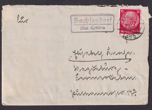 Sachsendorf über Cottbus Brandenburg Deutsches Reich Brief Landpoststempel
