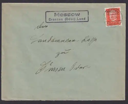 Messow über Crossen Oder Land Brandenburg Deutsches Reich Brief Landpoststempel