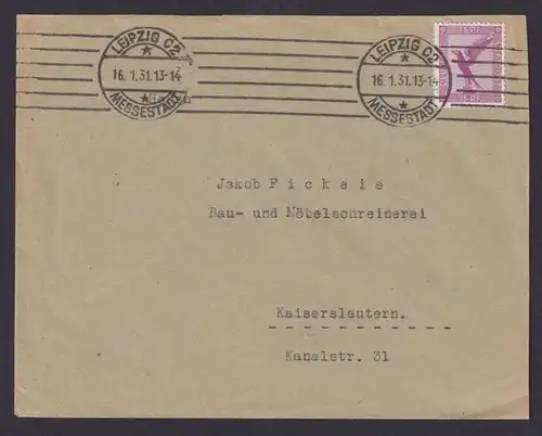 Flugpost airmail Brief EF 379 Adler Deutsches Reich Leipzig Messe Sachsen