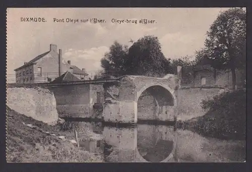 Ansichtskarte Dixmude Belgien Yser Fluss Brücke Feldpost Absender Res. Inf.