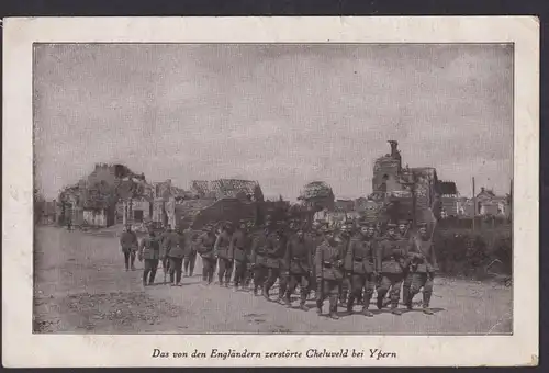 Ansichtskarte Cheluveld b. Ypern Belgien von Engländern zerstört Feldpost AFS