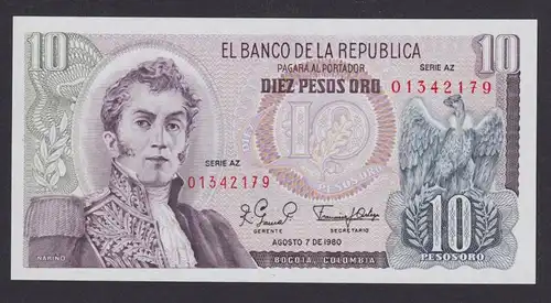 Banknoten Geldscheine Kolumbien 10 Pesos Kassenfrisch