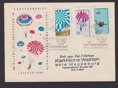 DDR Brief Fallschirmspringen toller Umschlag VIII Weltmeisterschaft Leipzig 1966