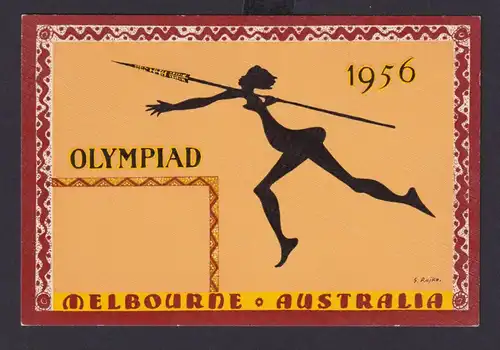 Ansichtskarte Olympia 1956 Melbourne Australien Künstlerkarte Sign. S.Rujko