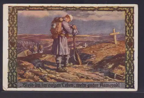 Ansichtskarte Österreich Deutsche Böhmen Künstler Trauer Grab Soldat