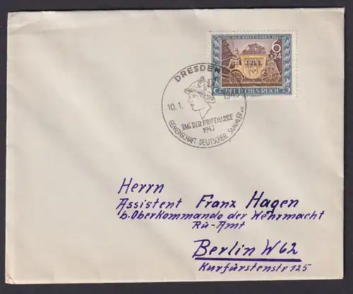 Dresden Deutsches Reich Sachsen Brief SST Philatelie Tag der Briefmarke FDC 1943