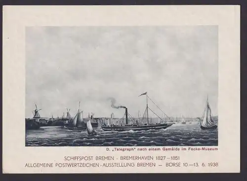 Deutsches Reich Privatganzsache Schiffspost Schiff Bremen Dampfer Telegraph mit