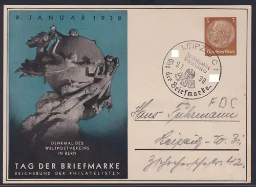 Deutsches Reich Privatganzsache Philatelie SST Leipzig Tag der Briefmarke 1938